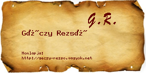 Géczy Rezső névjegykártya